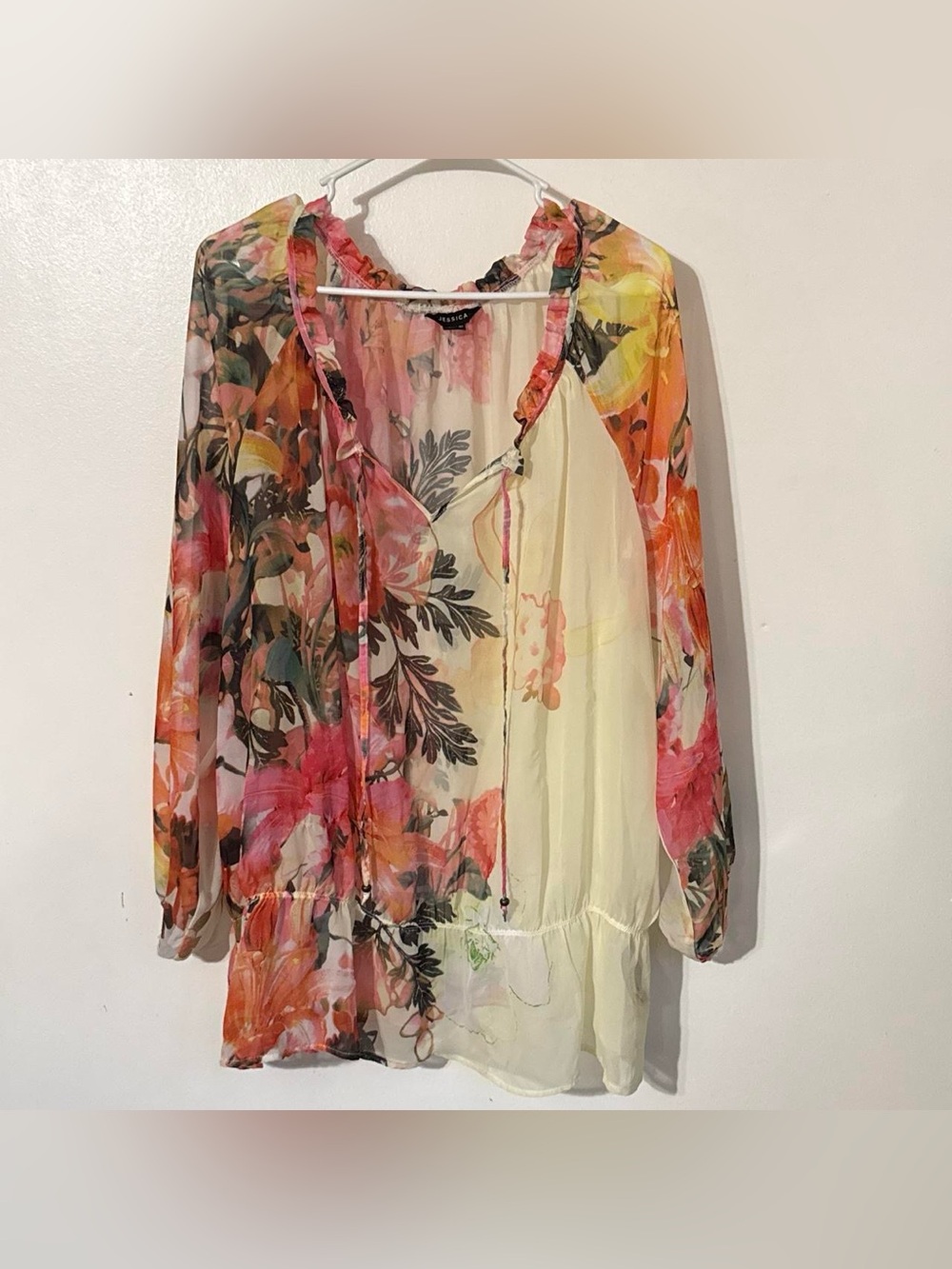 Jessica 2X Floral Sheer Tunic Blouse Plus Size 22W